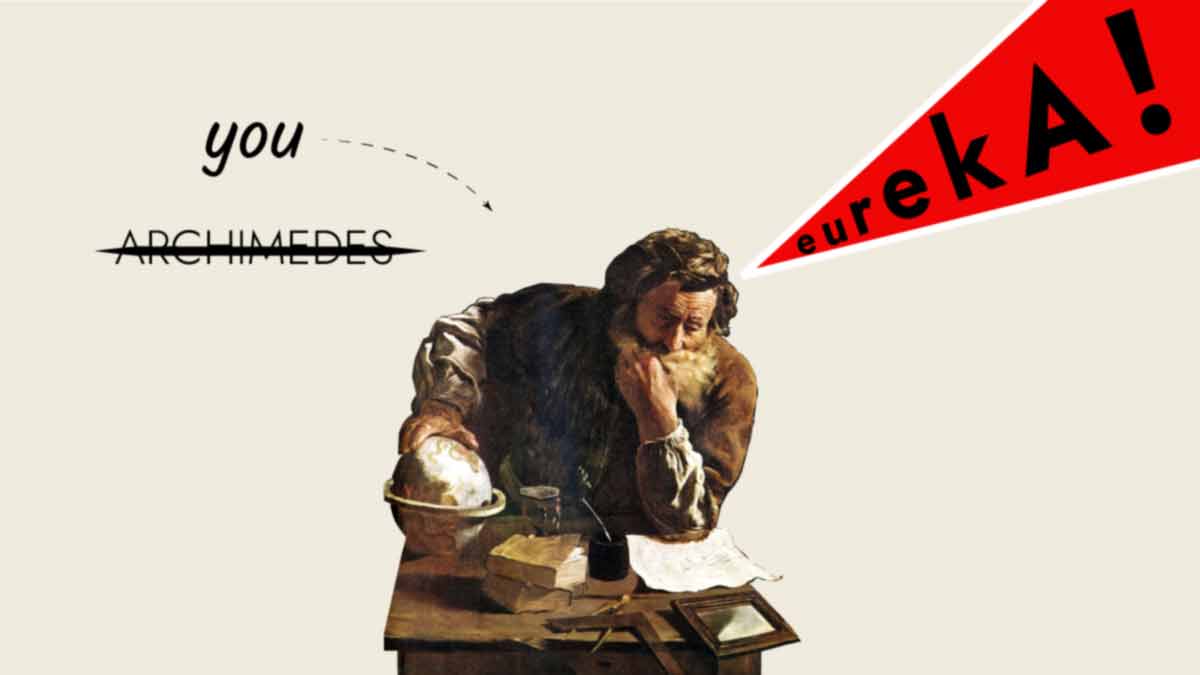 illustration of Archimedes having a 'Eureka' moment